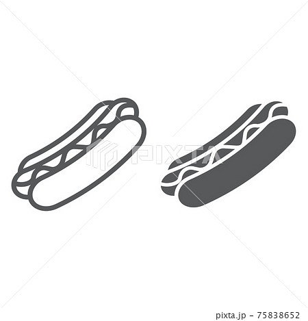 Hotdog Line And Glyph Icon Food And Meal のイラスト素材