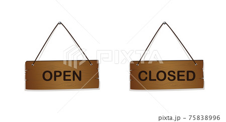 wooden sign with text open and closed wooden sign with text open and closed 75838996