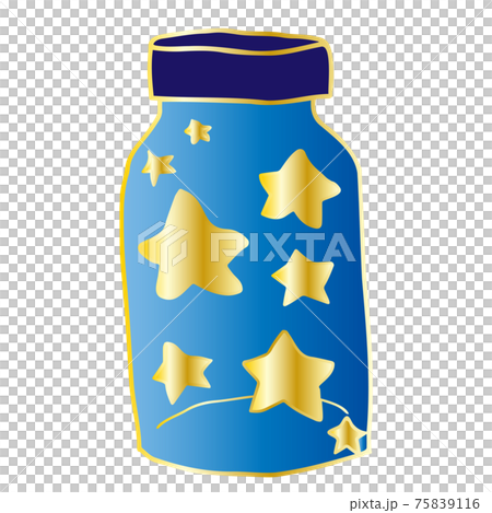 キラキラ輝く星空を詰め込んだ瓶 金ライン のイラスト素材