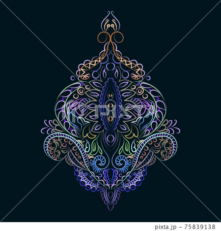 Ornament color card with mandala. Vintage decorative elements. Hand drawn background. Logo. 75839138