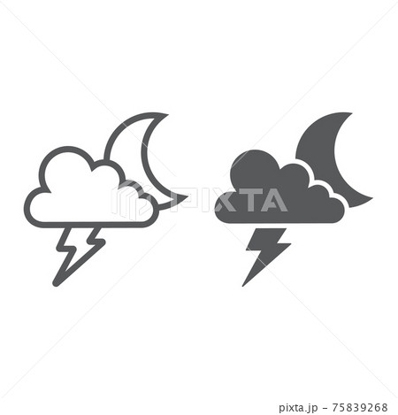 Cloud and lightning line and glyph icon, forecast and climate, thunder sign, vector graphics, a linear pattern on a white background. Cloud and lightning line and glyph icon, forecast and climate, thunder sign, vector graphics, a linear pattern on a white background. 75839268