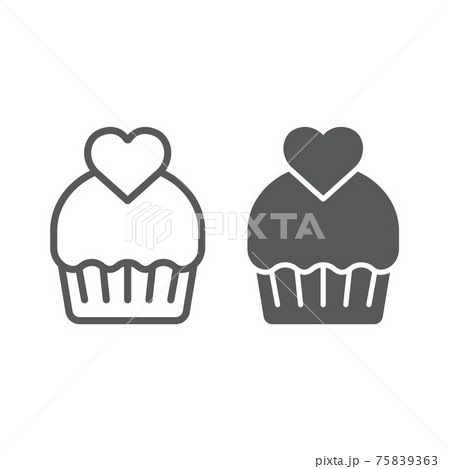 Cupcake Line And Glyph Icon Cake And Sweet のイラスト素材