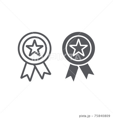 Reward line and glyph icon, badge and medal, award sign, vector graphics, a linear pattern on a white background. 75840809
