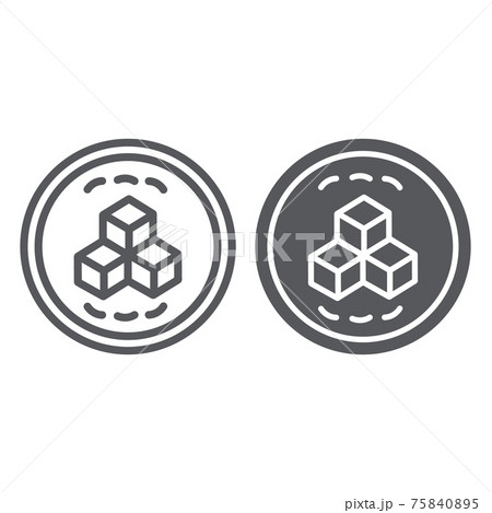 Sugar line and glyph icon, food and sweet, sugar cubes sign, vector graphics, a linear pattern on a white background. 75840895
