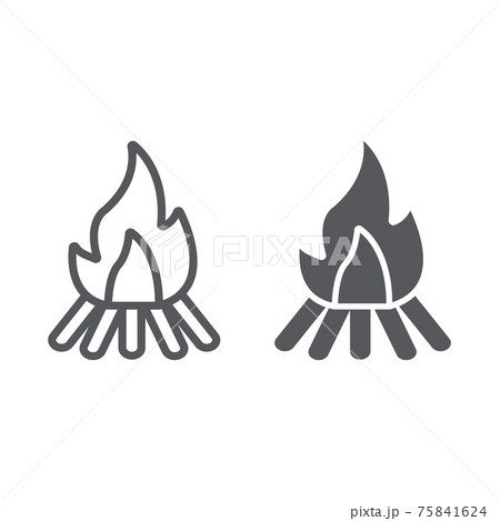 Campfire line and glyph icon, fire and burn, bonfire sign, vector graphics, a linear pattern on a white background. 75841624
