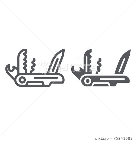 Multi tool line and glyph icon, camping and multifunction, pocket knife sign, vector graphics, a linear pattern on a white background. 75841685