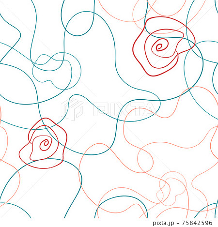 Abstract poppy seamless pattern in line-art trend 75842596