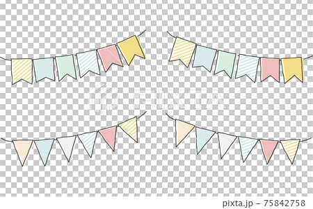 ゆるい線画、手書き風のガーランド二種類 75842758