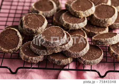 Chocolate french diamond cookies or diamant sable cookies. 75843348