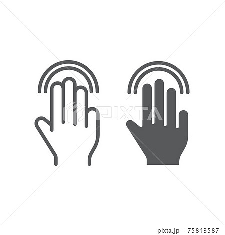 Triple double tap line and glyph icon, gesture and hand, click sign, vector graphics, a linear pattern on a white background. Triple double tap line and glyph icon, gesture and hand, click sign, vector graphics, a linear pattern on a white background. 75843587