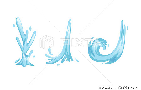 Water Splashes and Waves Set, Purity, Ecology, Cosmetic and Beauty Concept Cartoon Vector Illustration on White Background Water Splashes and Waves Set, Purity, Ecology, Cosmetic and Beauty Concept Cartoon Vector Illustration on White Background 75843757