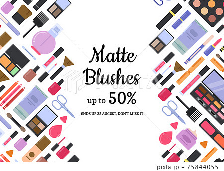 flat style different makeup and skincare sale background 75844055