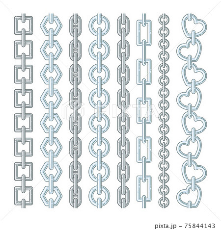 Metal and silver chains isolate on white. pictures 75844143