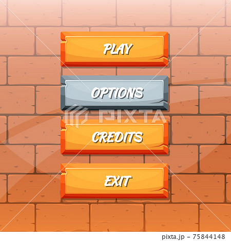 cartoon style orange stone buttons cartoon style orange stone buttons 75844148