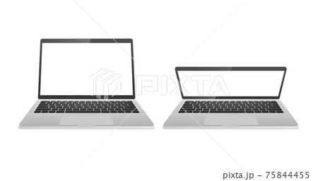 Computer laptop of silver color front side isolated on white background. Device Mockup. Vector illustration. 75844455