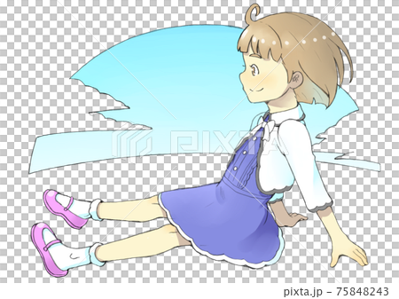 A girl relaxing under the blue sky A girl relaxing under the blue sky 75848243