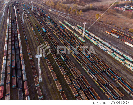 Drone shot over railway Drone shot over railway 75849038