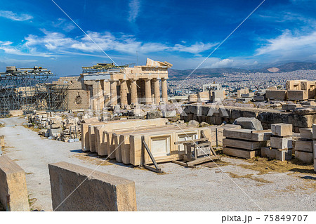 Erechtheum temple ruins on the Acropolis in Athens Erechtheum temple ruins on the Acropolis in Athens 75849707