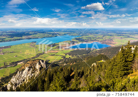 Green fields next to Neuschwanstein Green fields next to Neuschwanstein 75849744