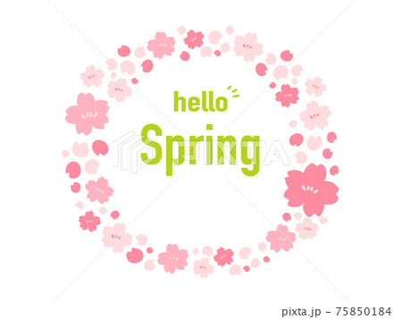 かわいい春 桜リース 手書きイラスト素材のイラスト素材