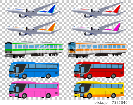 飛行機　電車　バス　セット　アイコン　イラスト 75850404