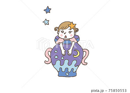 星座 占い 水瓶座のイラスト素材