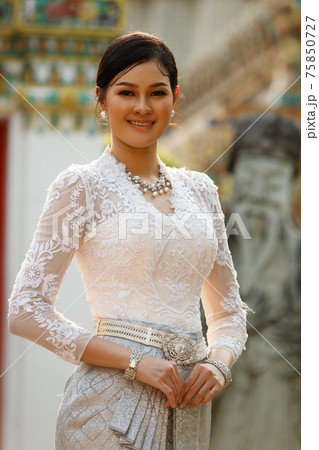 Woman in Thai Traditional Costume which is very Elite old Fashion 75850727