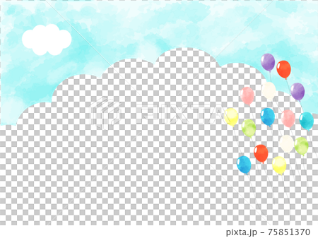 Many balloons and clouds flying in the blue... - Stock Illustration  [75851370] - PIXTA