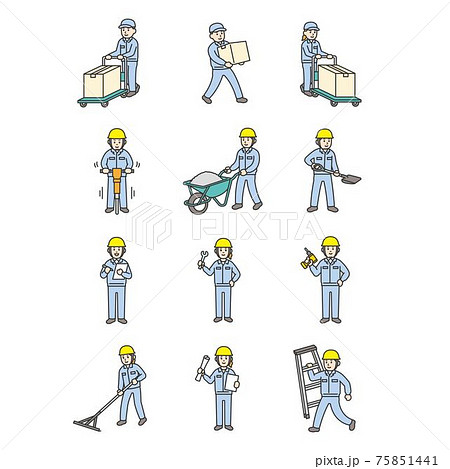 工事現場で作業をしている人たち 工事現場で作業をしている人たち 75851441