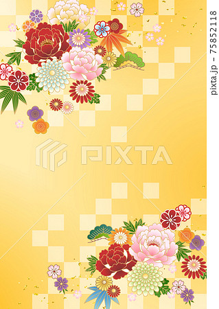 友禅風　花柄背景イメージ 75852118