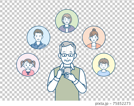 視頻通話打電話給家人的老人老年人通話對話插圖素材 視頻通話打電話給家人的老人老年人通話對話插圖素材 75852273