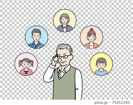 老人打電話給家庭年長者老年人電話對話插圖素材 老人打電話給家庭年長者老年人電話對話插圖素材 75852280