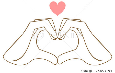 手で作ったハートのイラストのイラスト素材