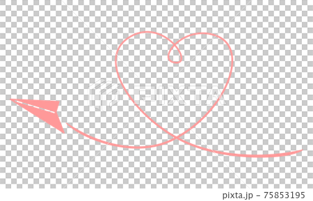 ハートの軌跡を描く紙飛行機 75853195