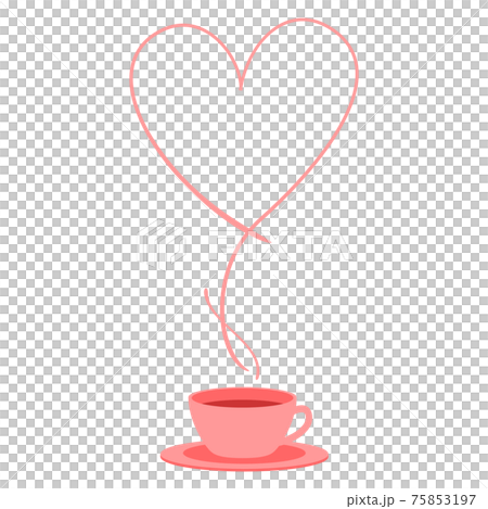ハートの湯気のコーヒーカップ 75853197