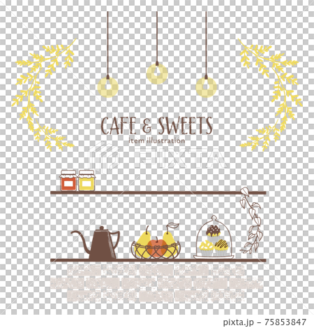 ディススプレイ棚とカフェグッズのイラスト-4/カラー 75853847