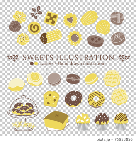 いろいろなお菓子のイラスト-3/素朴なタッチ 75853856