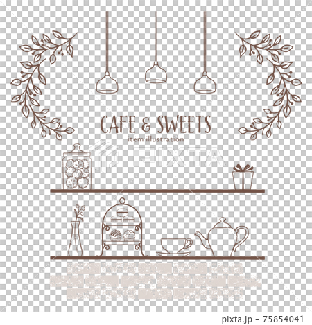 ディススプレイ棚とカフェグッズのイラスト-3 75854041