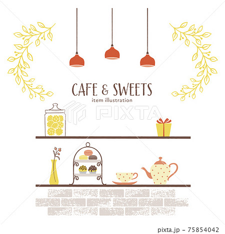 ディススプレイ棚とカフェグッズのイラスト-2 75854042
