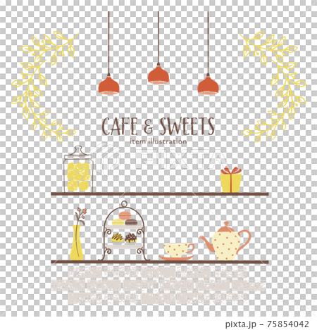 ディススプレイ棚とカフェグッズのイラスト-2 75854042