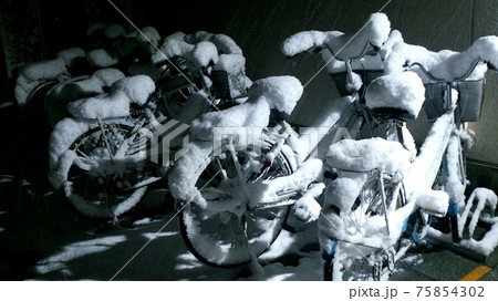 雪が積もった自転車 雪が積もった自転車 75854302