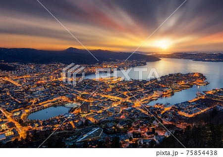 Panorama Floyen at sunset. Panorama Floyen at sunset. 75854438