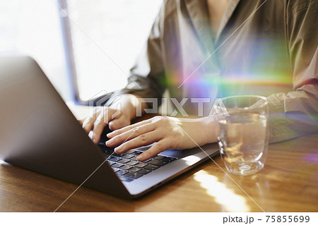 在宅ワークをする女性 75855699