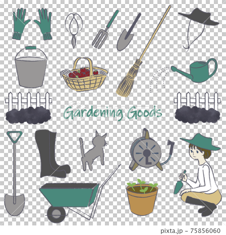 園藝和農業工具的彩色插圖鉛筆觸摸 75856060