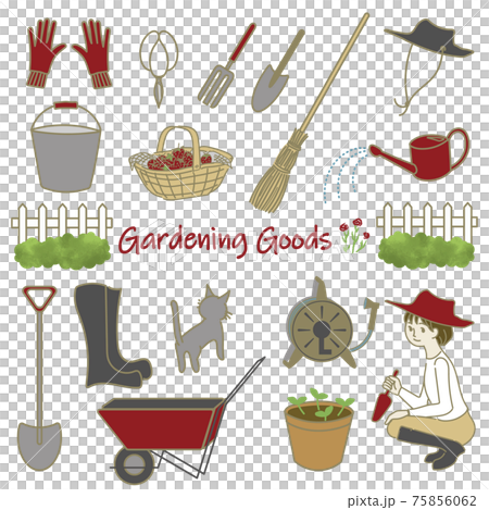 園藝和農業工具的彩色插圖 75856062