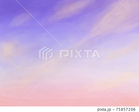 ピンク色と紫色の空と雲のイラスト素材