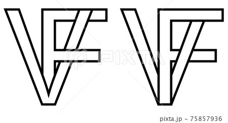 Logo sign fv, vf icon sign interlaced letters v, F vector logo vf, fv first capital letters pattern 75857936