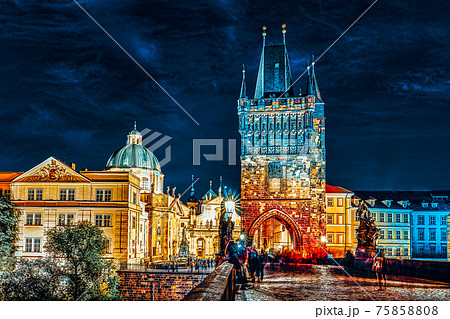 Old Town bridge Tower gateway at begin of Charles Bridge. Czech Republic. Old Town bridge Tower gateway at begin of Charles Bridge. Czech Republic. 75858808