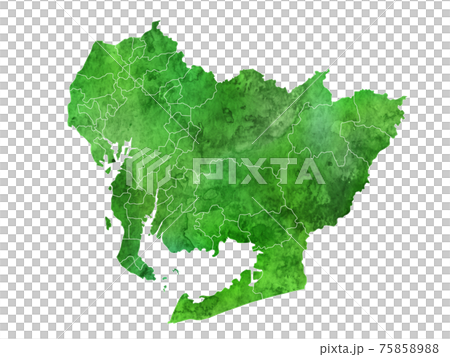 Aichi map watercolor icon Aichi map watercolor icon 75858988