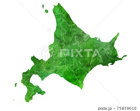 北海道　地図　水彩　アイコン